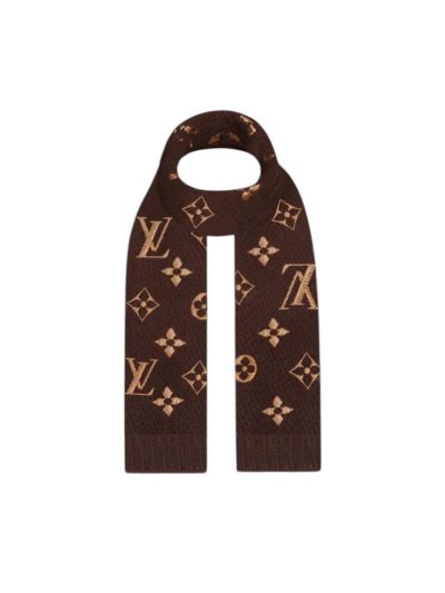 Louis Vuitton Brown Wool and Silk Logomania Scarf | Myzah