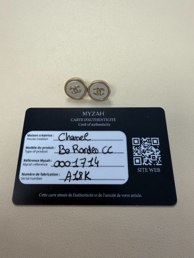 Boucles d'oreilles Chanel Rondes Champagnes CC