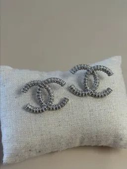 Maxi Boucles D'oreilles Chanel Silver à strass
