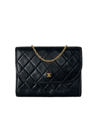 Sac À Main Wallet on Chain Chanel Vintage En Cuir D'Agneau Noir