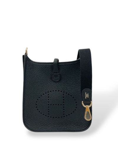 Sac Bandoulière Hermès Mini Evelyne 16 Cuir Amazone Noir