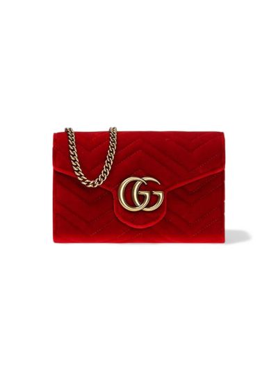 Sac Gucci Wallet On Chain En Velours Rouge