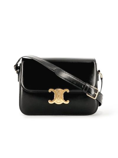 Sac à Bandoulière Celine Triomphe Teen En Cuir Noir 