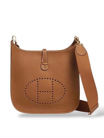 Sac à Bandoulière Hermès Evelyne III 29 En Cuir Doré 