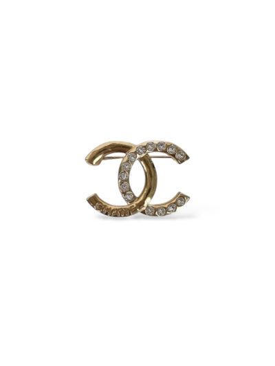 Broche Gold Strass Et Écriture Chanel