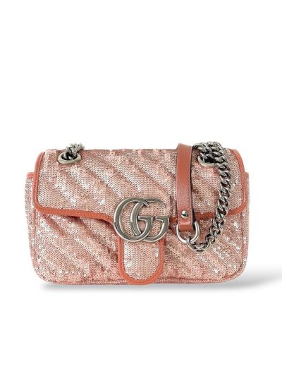 Sac à bandoulière Gucci à Paillettes Marmont Rose Small 