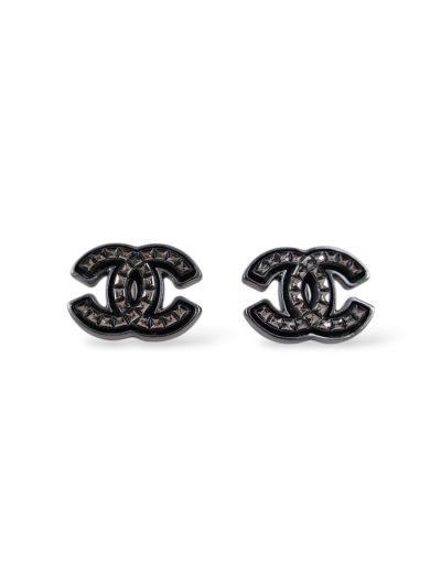 Chanel Double CC Black Earrings