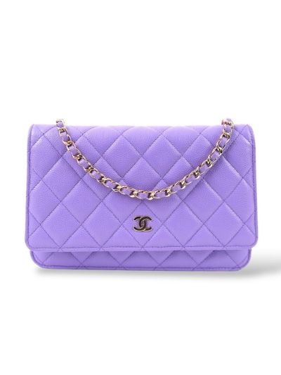 Sac à Bandoulière Chanel Wallet On Chain En Cuir Caviar Violet 