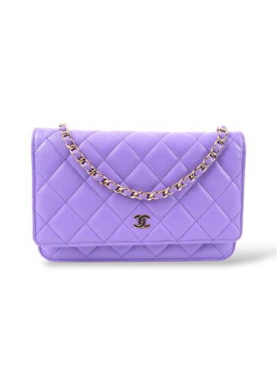Sac à Bandoulière Chanel Wallet On Chain En Cuir Caviar Violet 