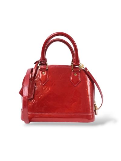 Sac à Main Louis Vuitton BB Alma En Cuir Vernis Rouge Foncé