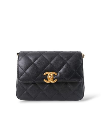 Sac à Bandoulière Chanel Mini Flap En Cuir Noir Grainé 