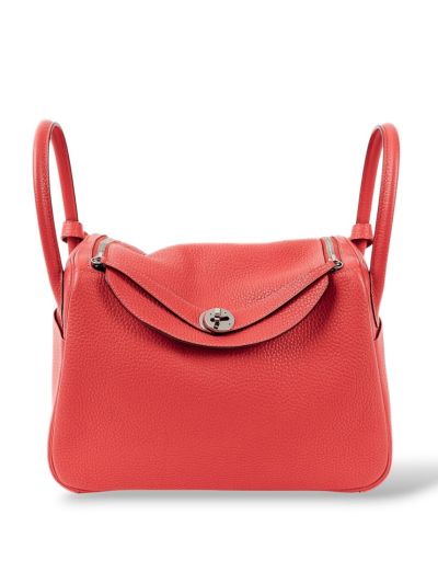 Sac Hermès Lindy 30 En Cuir Taurillon Clémence Rouge Pivoine 