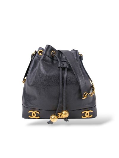 Sac à Bandoulière Chanel Seau Vintage Cuir Noir 