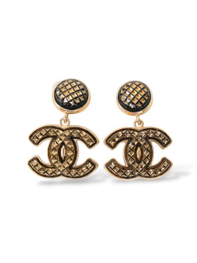 CC Bronze Large Gold-Plated Dangle Earrings
