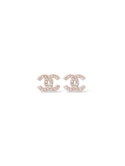 Petites Boucles Chanel Champagne CC À Perles