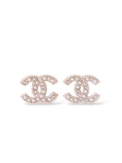 Petites Boucles Chanel Champagne CC À Perles