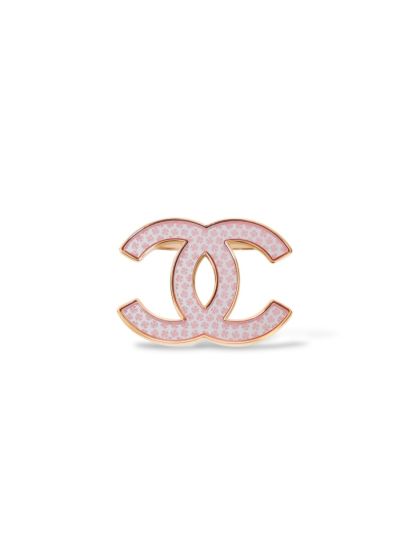 Broche Chanel CC Miroir Trèfles Roses