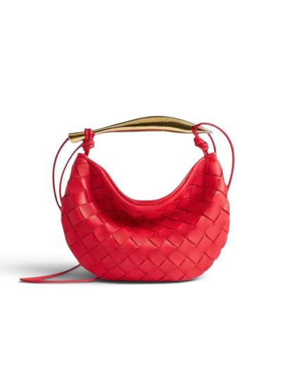 Sac Sardine Bottega Veneta Rouge en Cuir Intrecciato