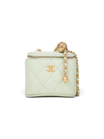Mini Vanity Vert Chanel en Cuir Lisse