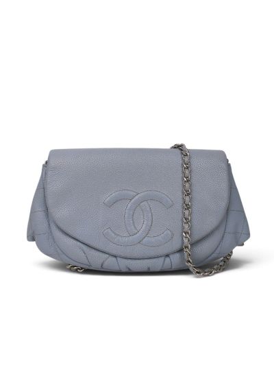 Sac Chanel Wallet on Chain Bleu / Gris en Cuir Caviar