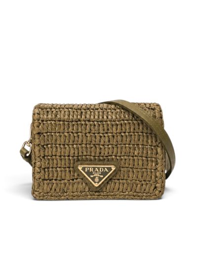 Mini Sac Prada en Osier Vert Kaki
