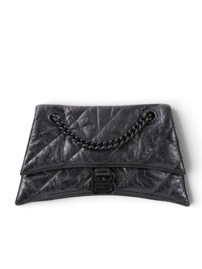 Balenciaga Crush Black Calfskin Shoulder Bag