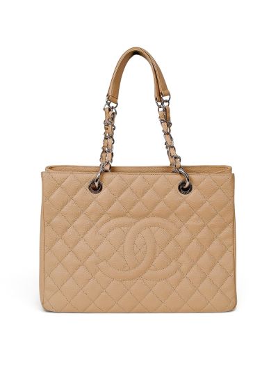 Sac Cabas Chanel En Cuir Beige Caviar  