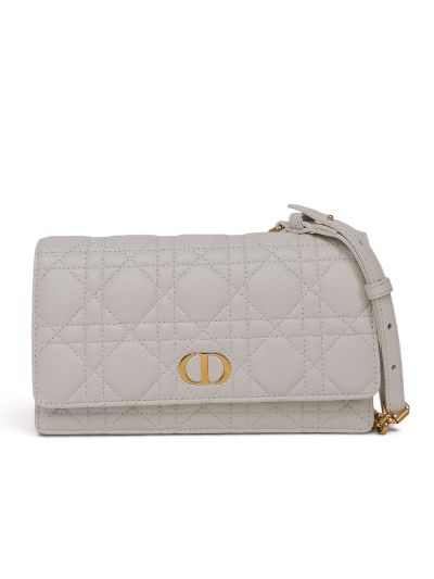 Dior Caro White Lambskin Clutch Bag