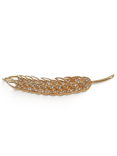 Broche Chanel Epis De Blé Dorée Strass