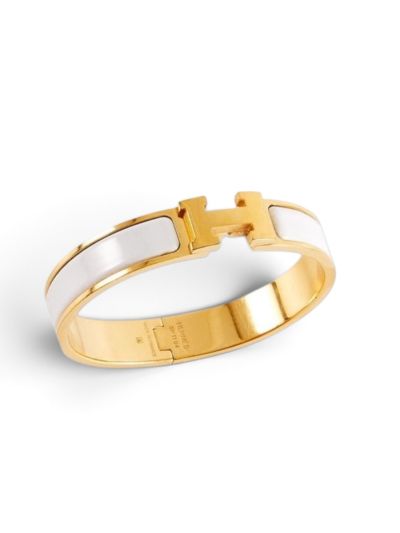 Clic H Hermès En Email Blanc Finition Plaqué Or PM