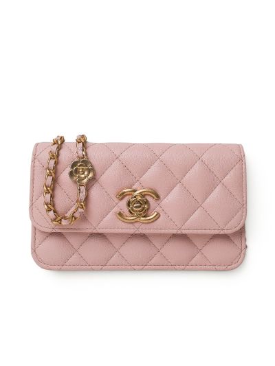Mini Sac Chanel Wallet On Chain en Cuir Matelassé Rose 
