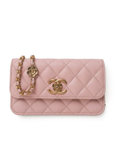 Mini Sac Chanel Wallet On Chain en Cuir Matelassé Rose 