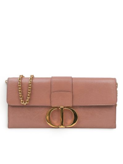 Wallet On Chain Dior 30 Montaigne en Cuir Nude