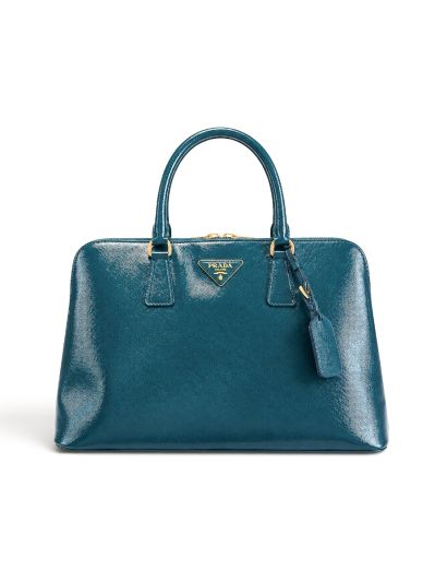 Sac à Main promenade Prada Bleu Canard en Cuir Saffiano