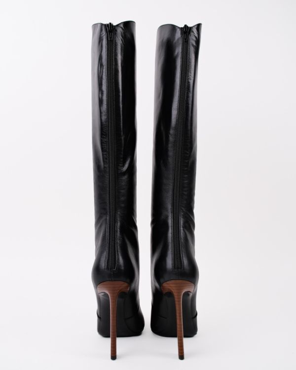 Bottes Cuissardes Saint Laurent En Cuir Noir Taille 38