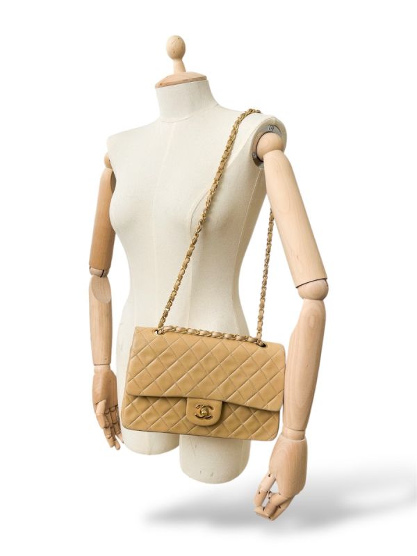 Sac Chanel Timeless Vintage Medium En Cuir Beige