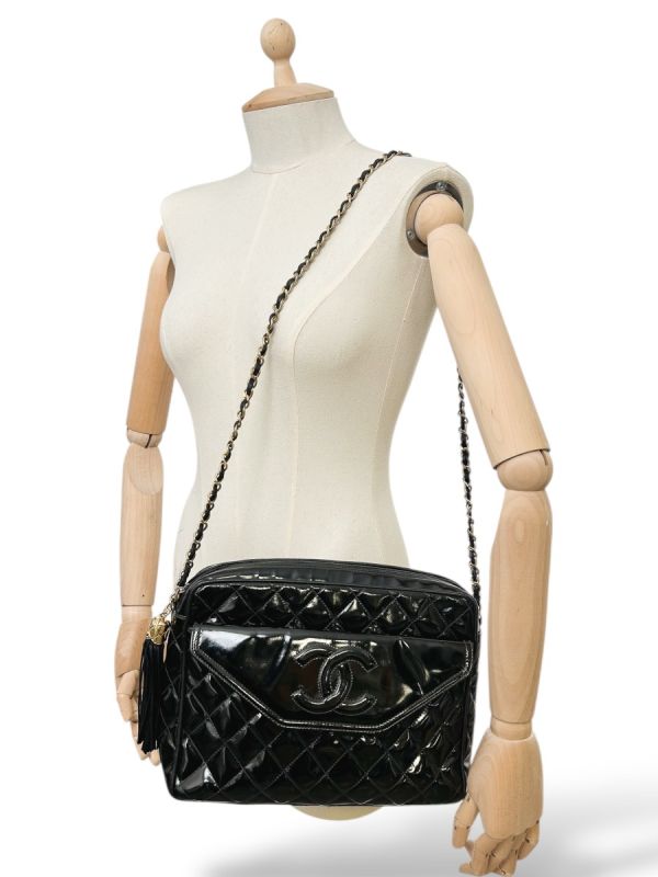 Sac Camera Bag Chanel Cuir Vernis Noir