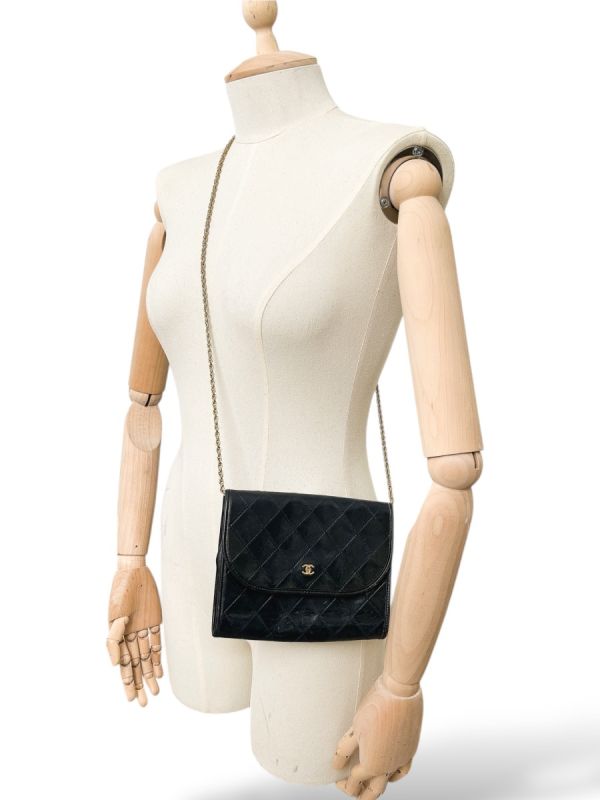 Sac Wallet On Chain Cuir Agneau Noir Vintage 