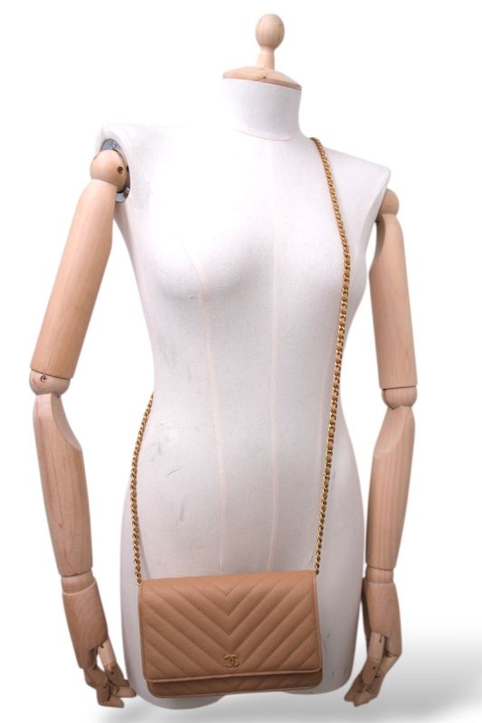 Sac Chanel Wallet On Chain Cuir Nude 