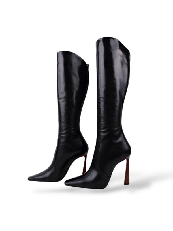 Bottes Cuissardes Saint Laurent En Cuir Noir Taille 38