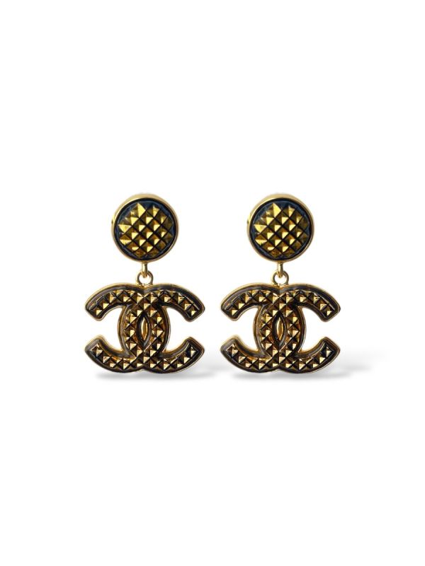 Boucles D'oreilles Chanel Dorée Style Matelassée 
