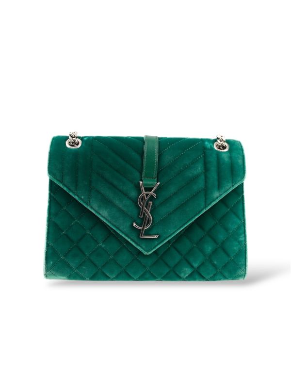 Sac Enveloppe Saint Laurent En Daim Vert