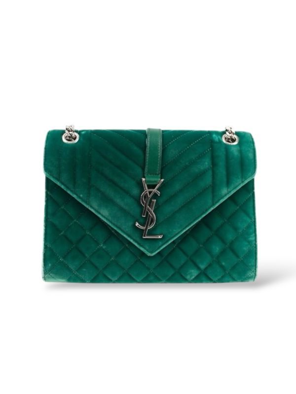 Sac Enveloppe Saint Laurent En Velours Vert
