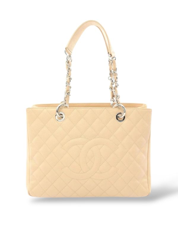 Sac Cabas Chanel En Cuir Beige Caviar 