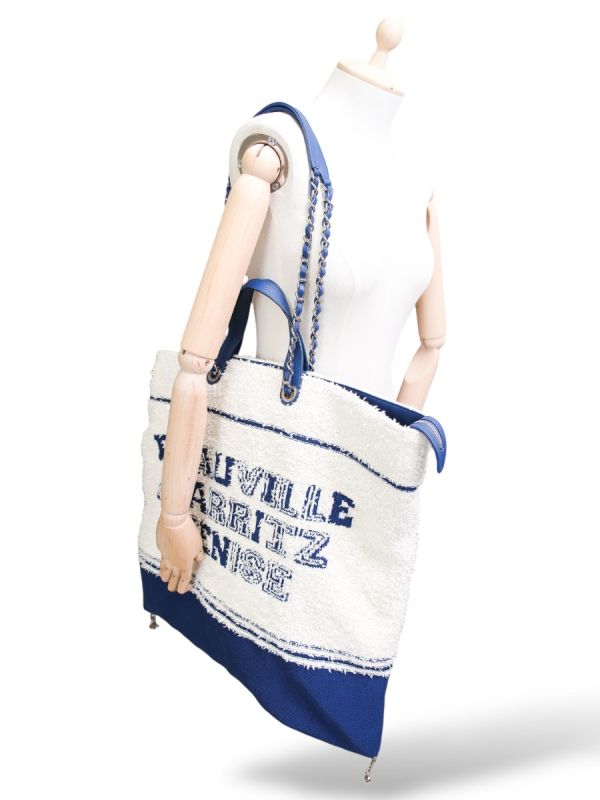 Sac Cabas Chanel Deauville Biarritz Venise Tote En Toile Éponge