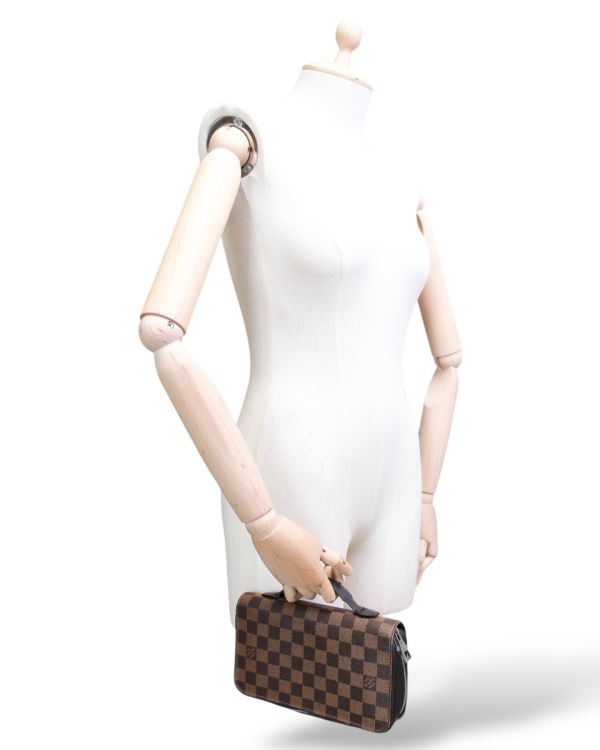 Sac Pochette Louis Vuitton Zippy XL En Cuir Damier Ébène 
