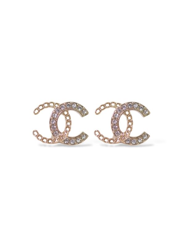Boucles D'oreilles Chanel Strass Dorée 