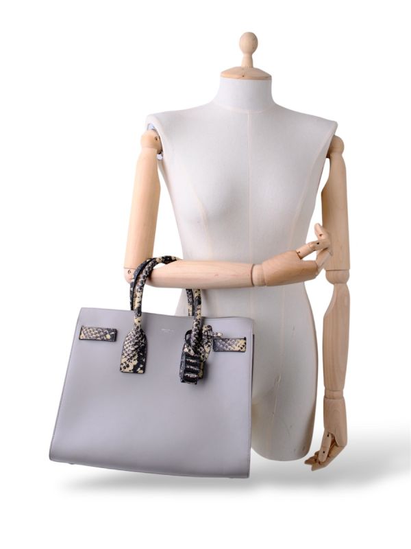 Sac Saint Laurent En Cuir Gris Python 