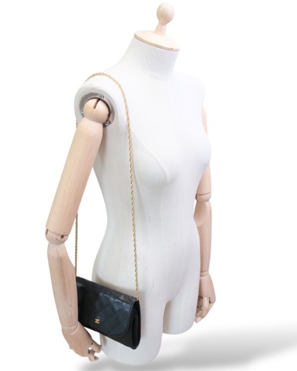 Sac À Main Wallet on Chain Chanel Vintage En Cuir D'Agneau Noir