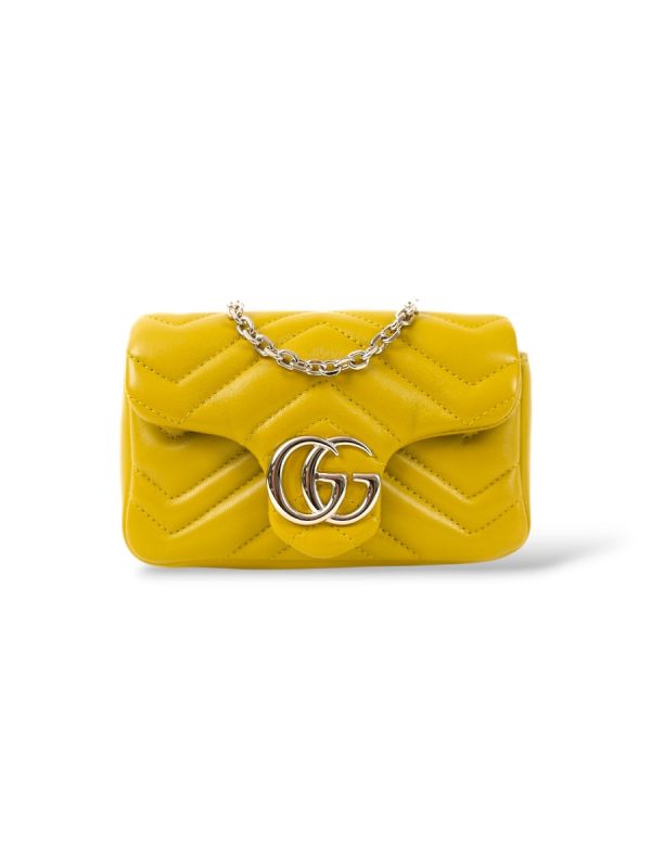 Sac Gucci GG Marmont Mini Format En Cuir Jaune 